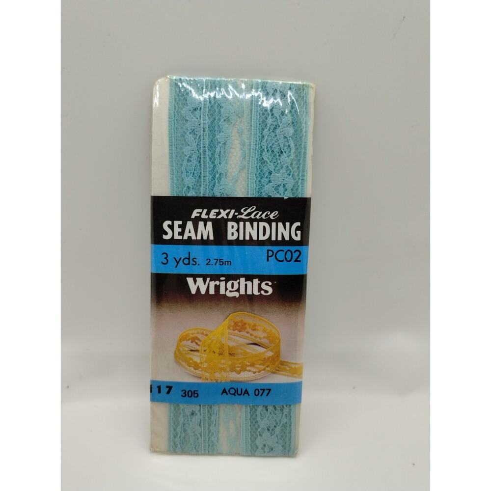Wrights Seam Binding Flexi-Lace 3 Yds 117 305 Aqua 77 - Sewing Vintage 1986